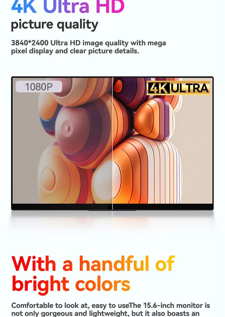 QLED 4K Portable Touch Monitor 60Hz 15.6 Inch