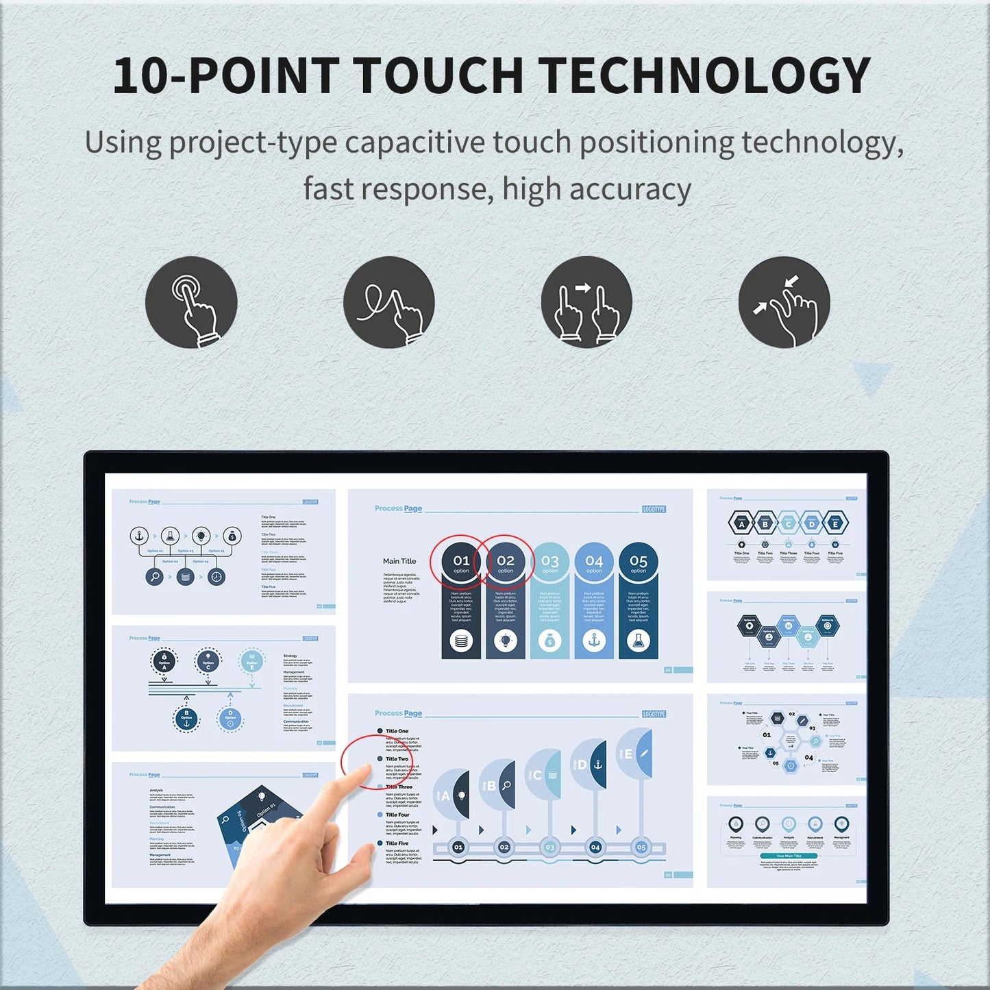 Interactive Whiteboard Touchscreen Monitor Full HD 60Hz 32, 43, 55, 65 Inch