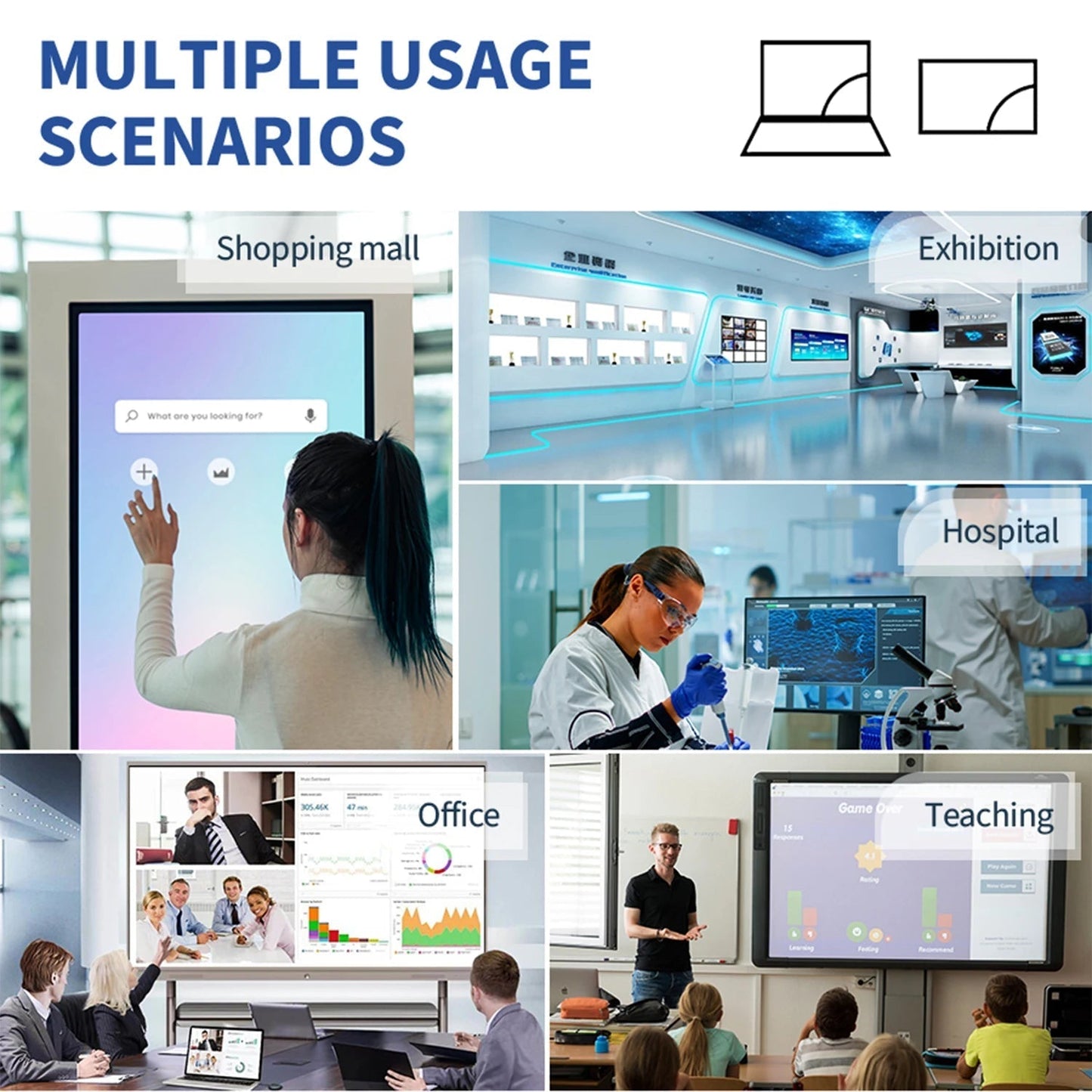 Interactive Whiteboard Touchscreen Monitor Full HD 60Hz 32, 43, 55, 65 Inch