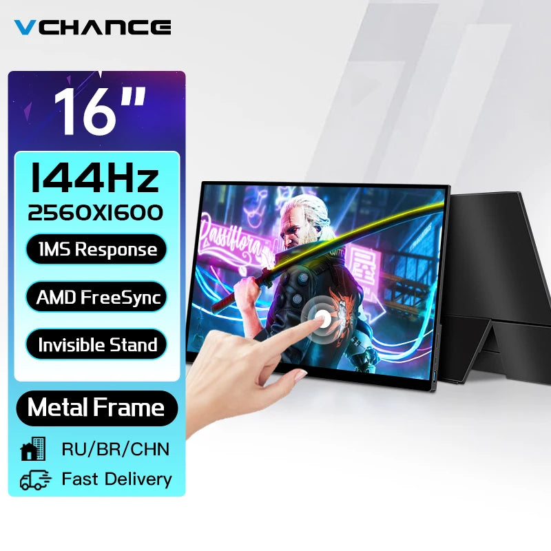 2560x1600p Portable Touch Screen Gaming Monitor 144hz 16 Inch