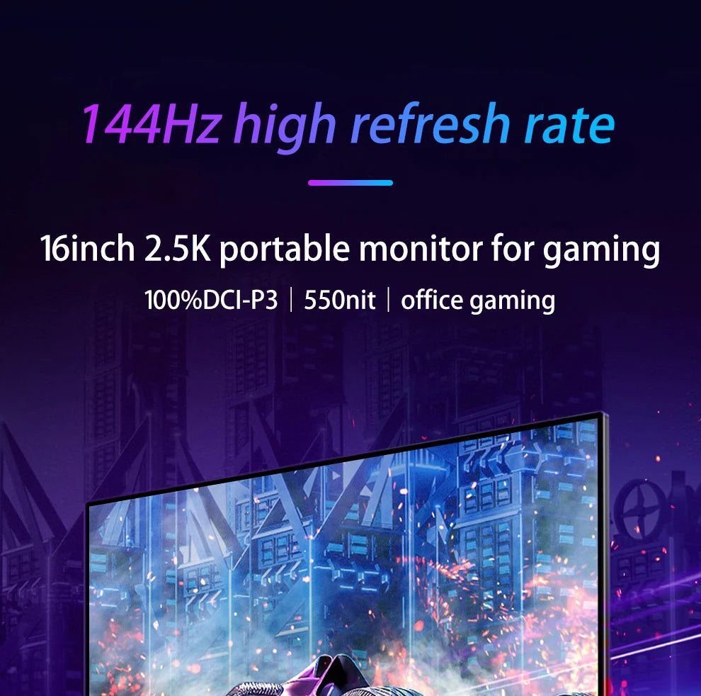 2560x1600p Portable Touch Screen Gaming Monitor 144hz 16 Inch