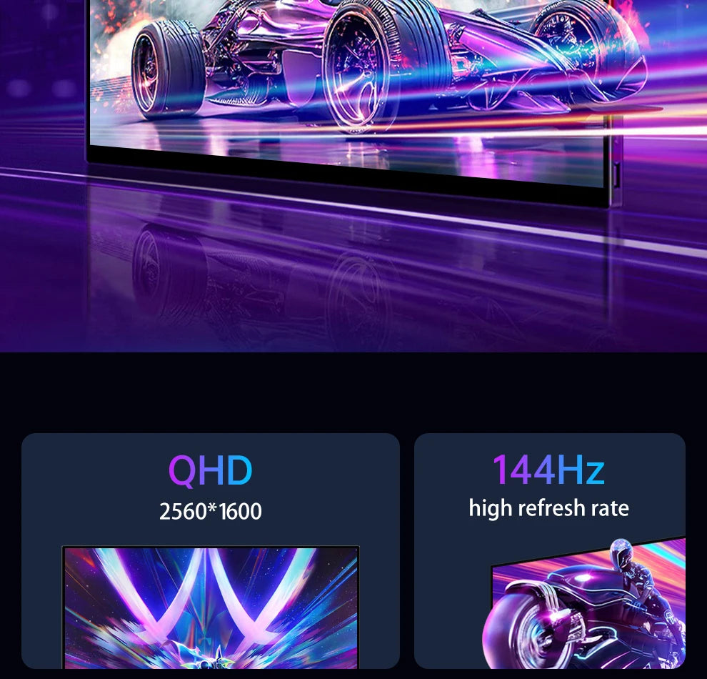 2560x1600p Portable Touch Screen Gaming Monitor 144hz 16 Inch