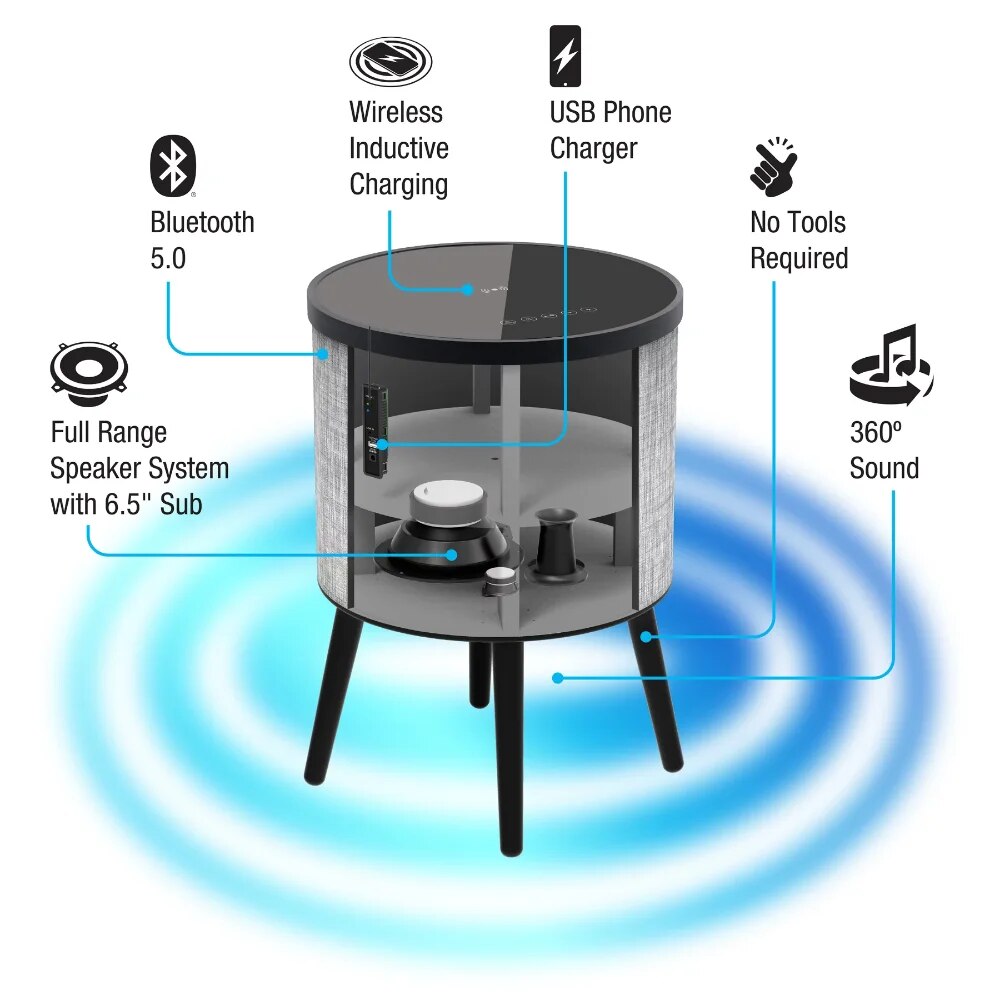 Wireless Charging End Table Speaker