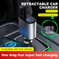Retractable Car Fast Charger for Apple & USB Type C