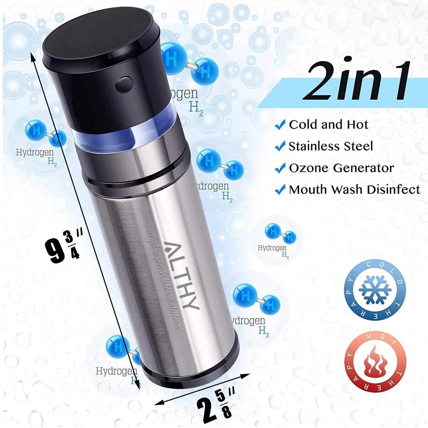 2 in 1 Stainless Steel Hydrogen Bottle