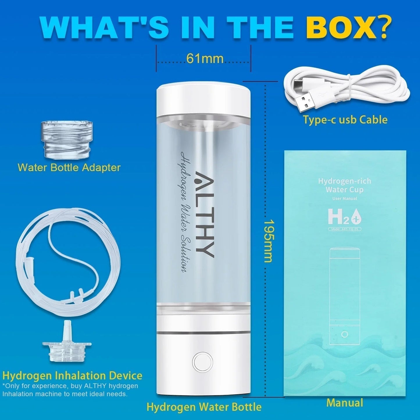 Hydrogen Rich Water Generator Bottle