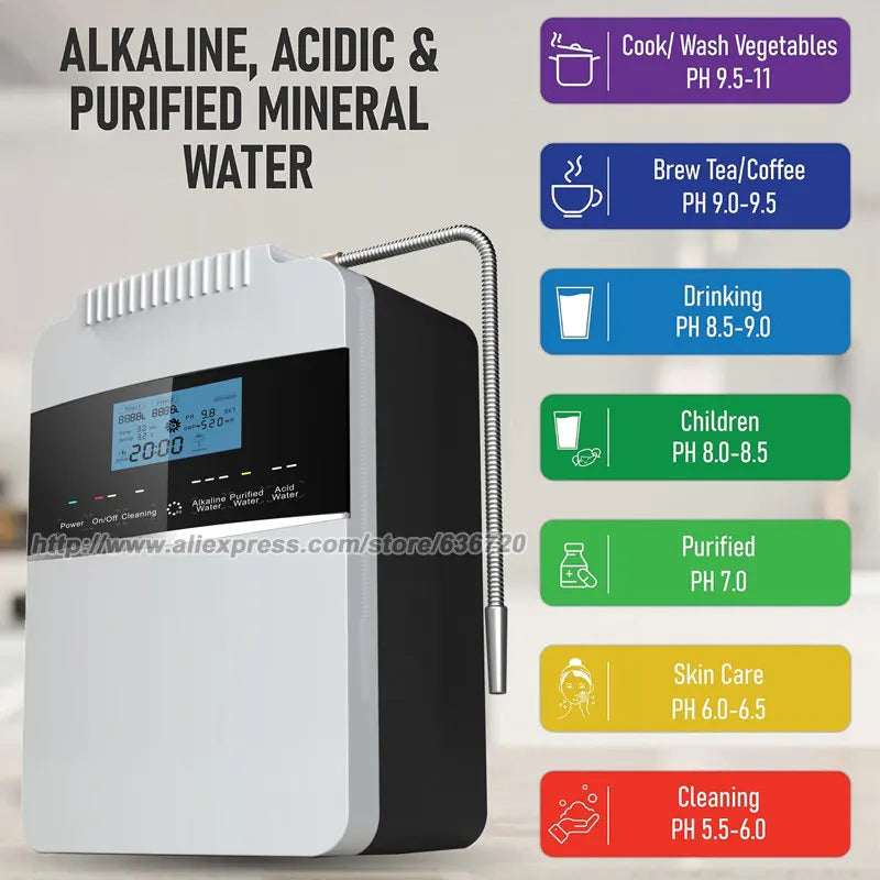 Alkaline Water Ionizer & Heater PH2.5-11.2