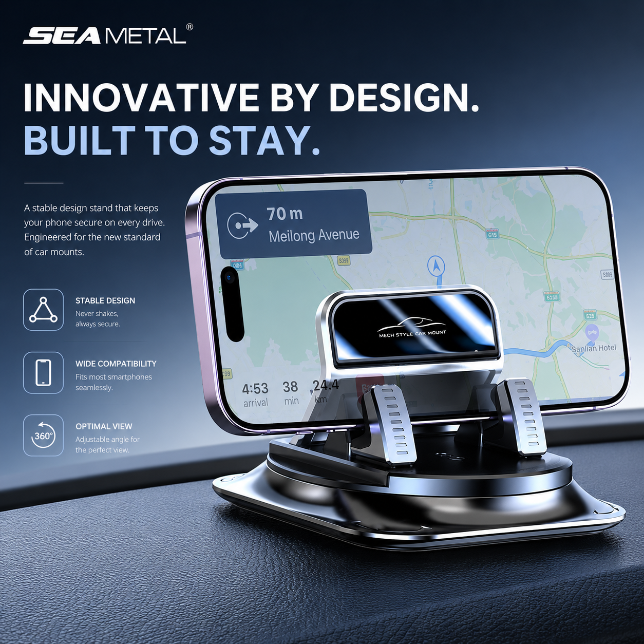 SEAMETAL™ 360° Dashboard Phone Mount